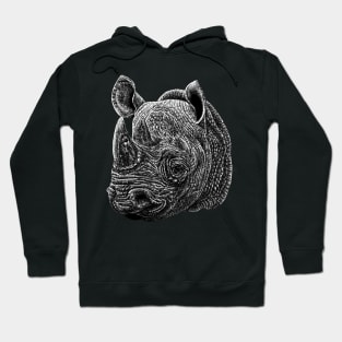 Black rhino animal ink illustration Hoodie